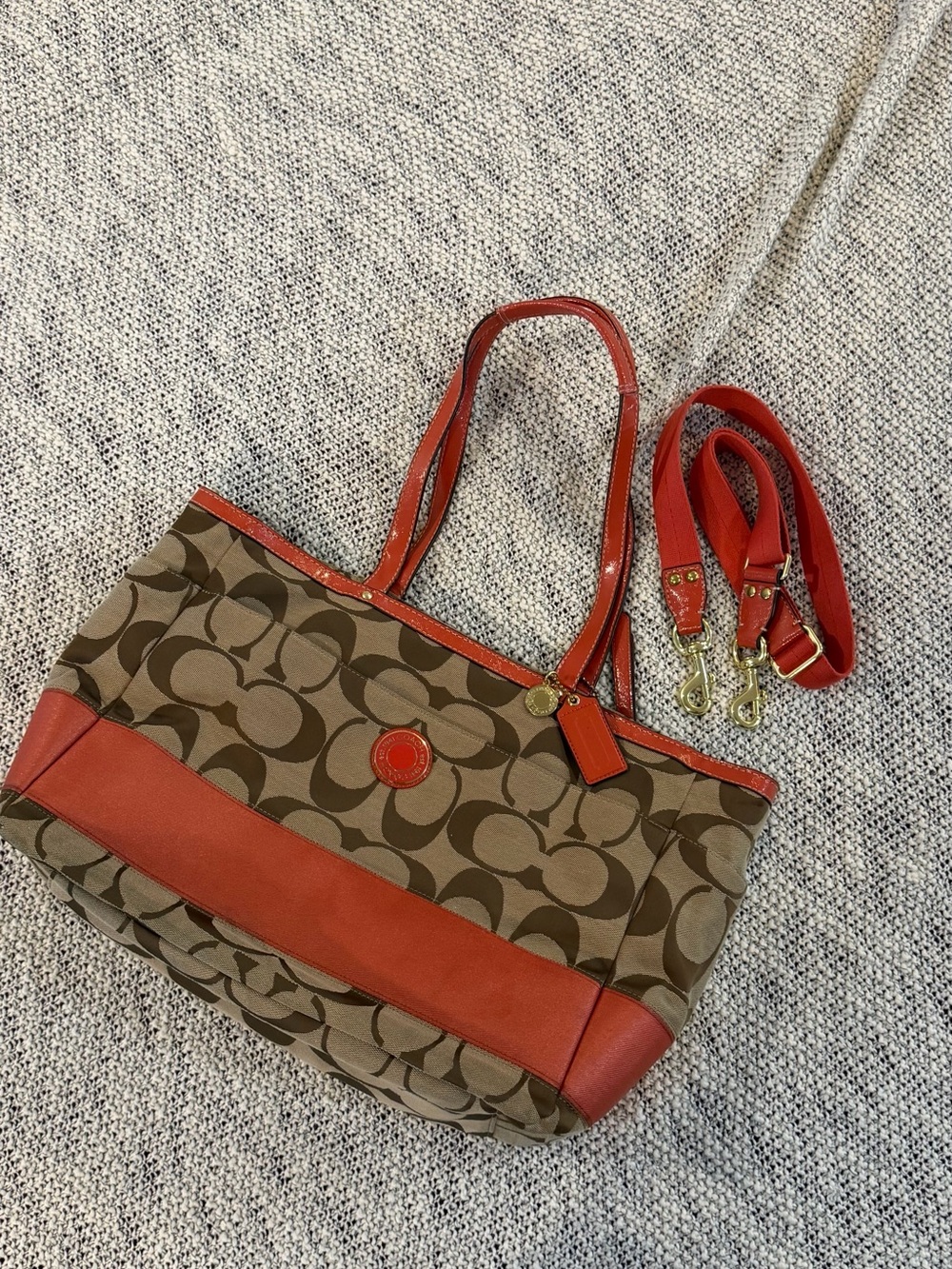 Coach Brown Signature Canvas Diaper Bag